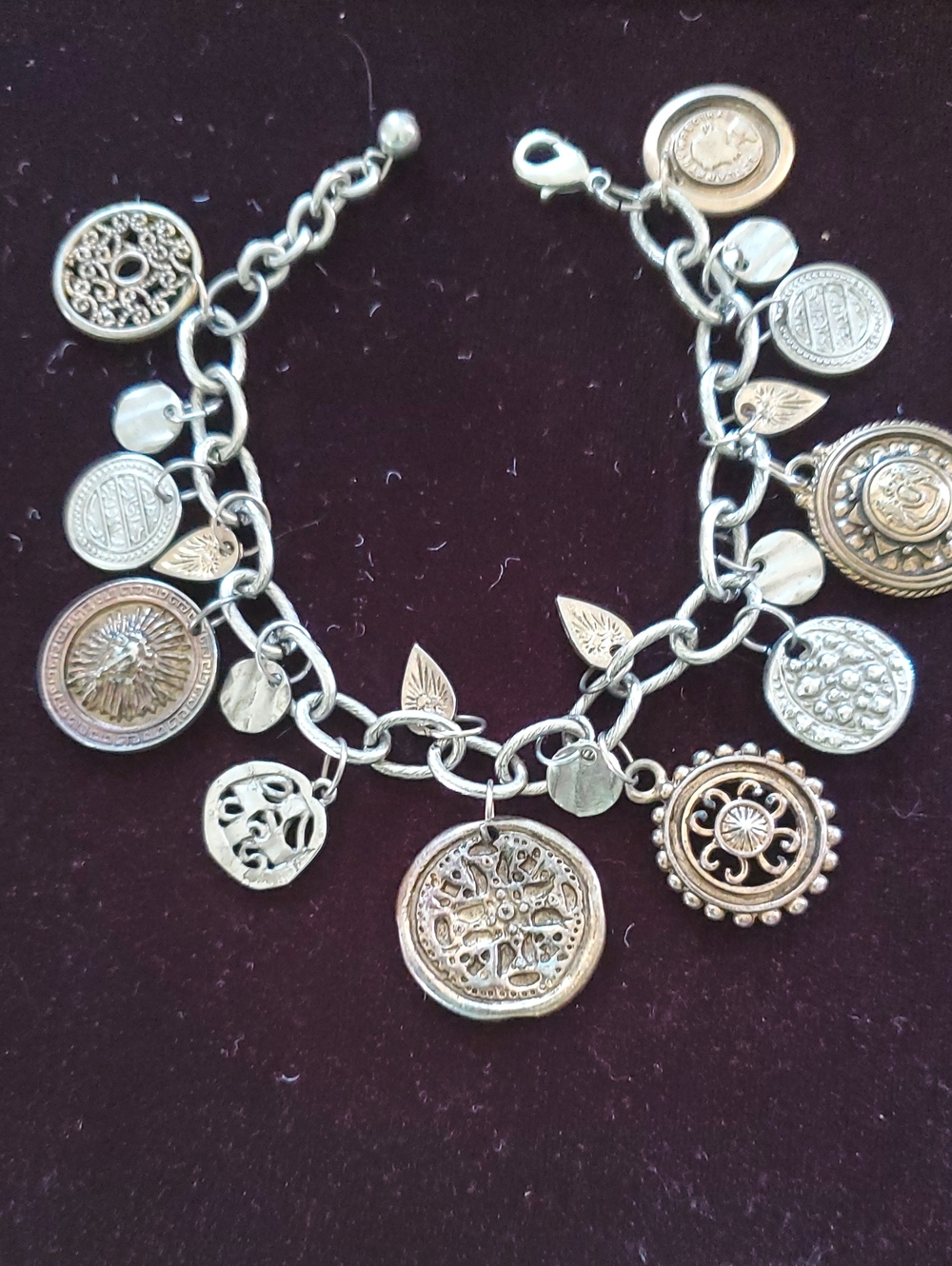 Vintage Inspired Gold-Tone Coin Charm Bracelet